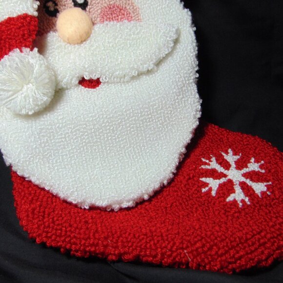 Santa Claus Stocking, Hook and Loop 3D, 19 in long x 8 in wide, Hook, Fillable - Picture 5 of 12